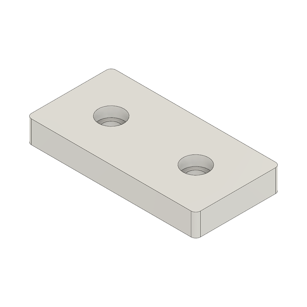 32-4590WS-0 MODULAR SOLUTIONS FOOT & CASTER CONNECTING PLATE<BR>45MM X 90MM FLAT NO HOLES, SOLID ALUMINUM